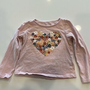 Pink along Sleeve T Shirt flowers heart 3T